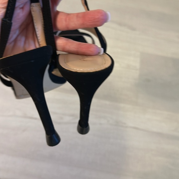 Ann Michelle black square toe strappy heels shoes size 8 - Picture 3 of 5